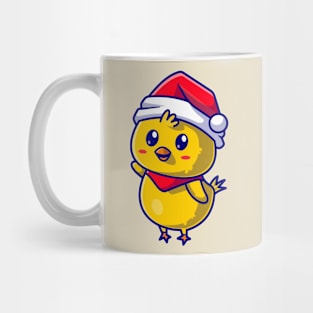 Cute Chick with Cap And Scarf Waving Hand Cartoon Mug